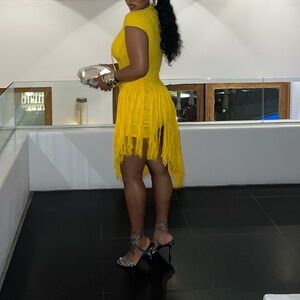 Hanifa LEA KNIT FRINGE DRESS knit dress